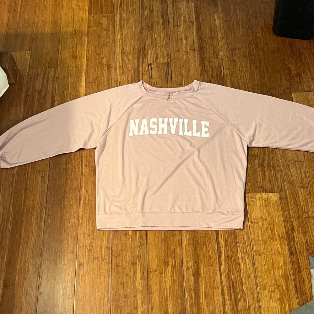 As Revival, Dusty Rose sweatshirt w/ Nashville in white, on the Front Sz M